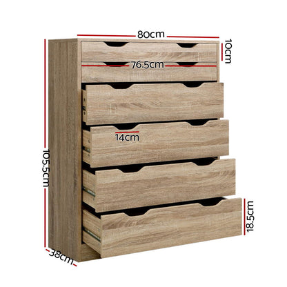 Artiss 6 Chest of Drawers - MYLA Oak - Cosy Abode