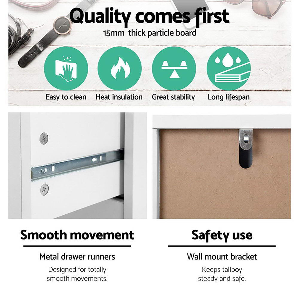 Artiss 6 Chest of Drawers - MYLA White - Cosy Abode