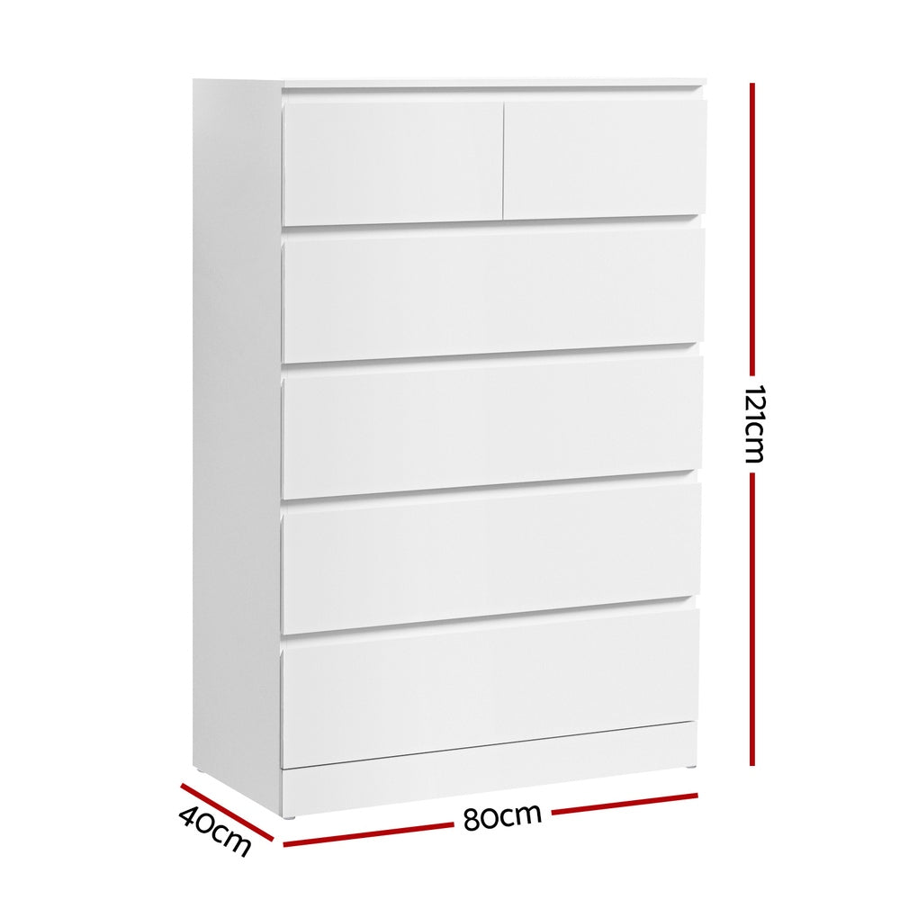 Artiss 6 Chest of Drawers - PEPE White - Cosy Abode