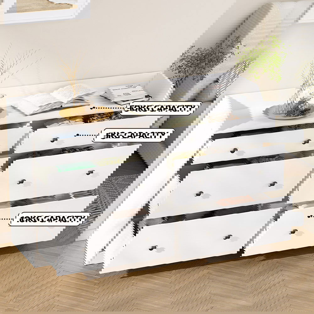 Artiss 6 Chest of Drawers - PETE White - Cosy Abode