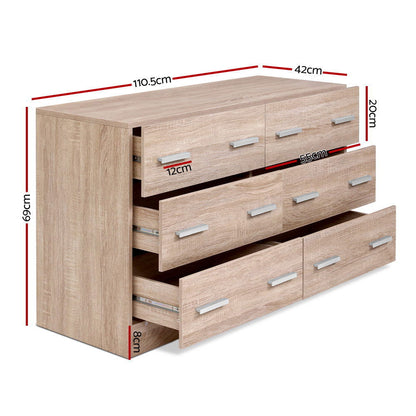 Artiss 6 Chest of Drawers - VEDA Pine - Cosy Abode