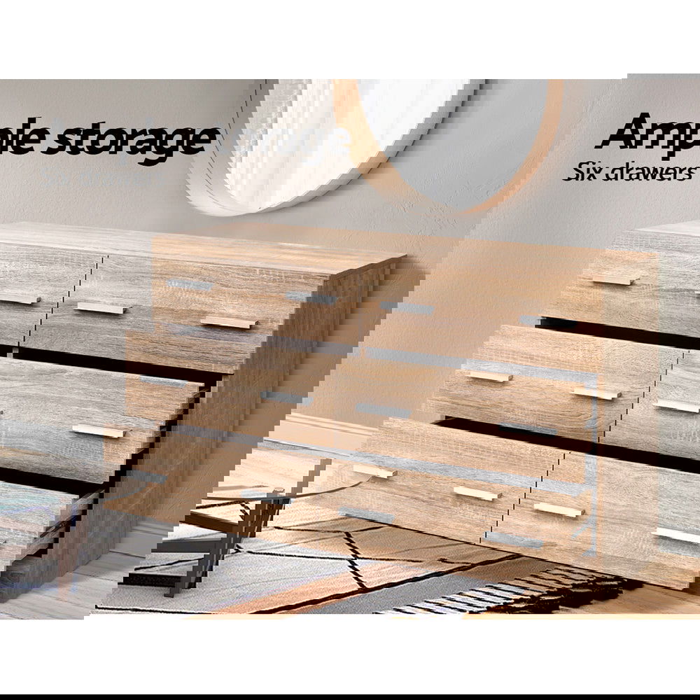 Artiss 6 Chest of Drawers - VEDA Pine - Cosy Abode