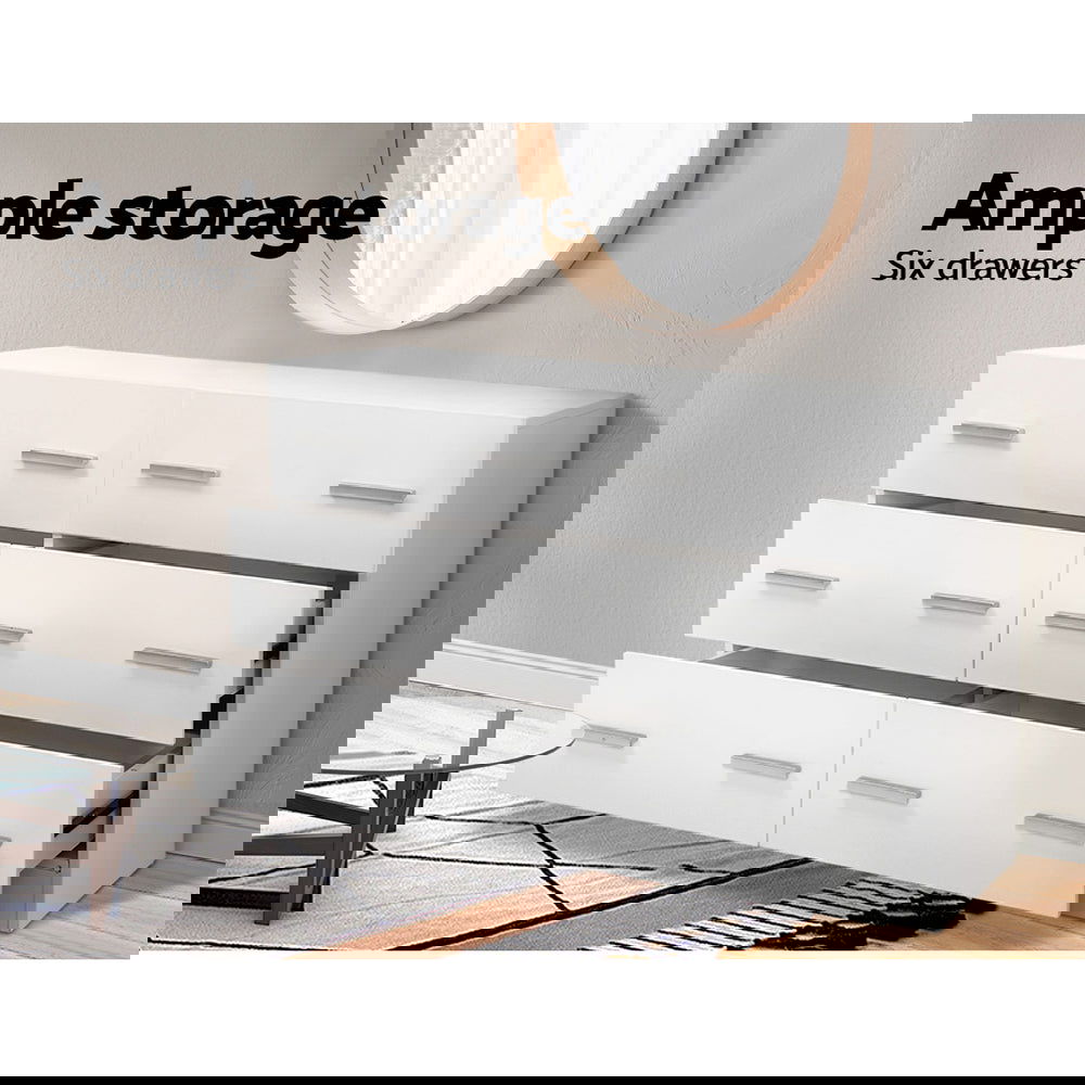 Artiss 6 Chest of Drawers - VEDA White - Cosy Abode