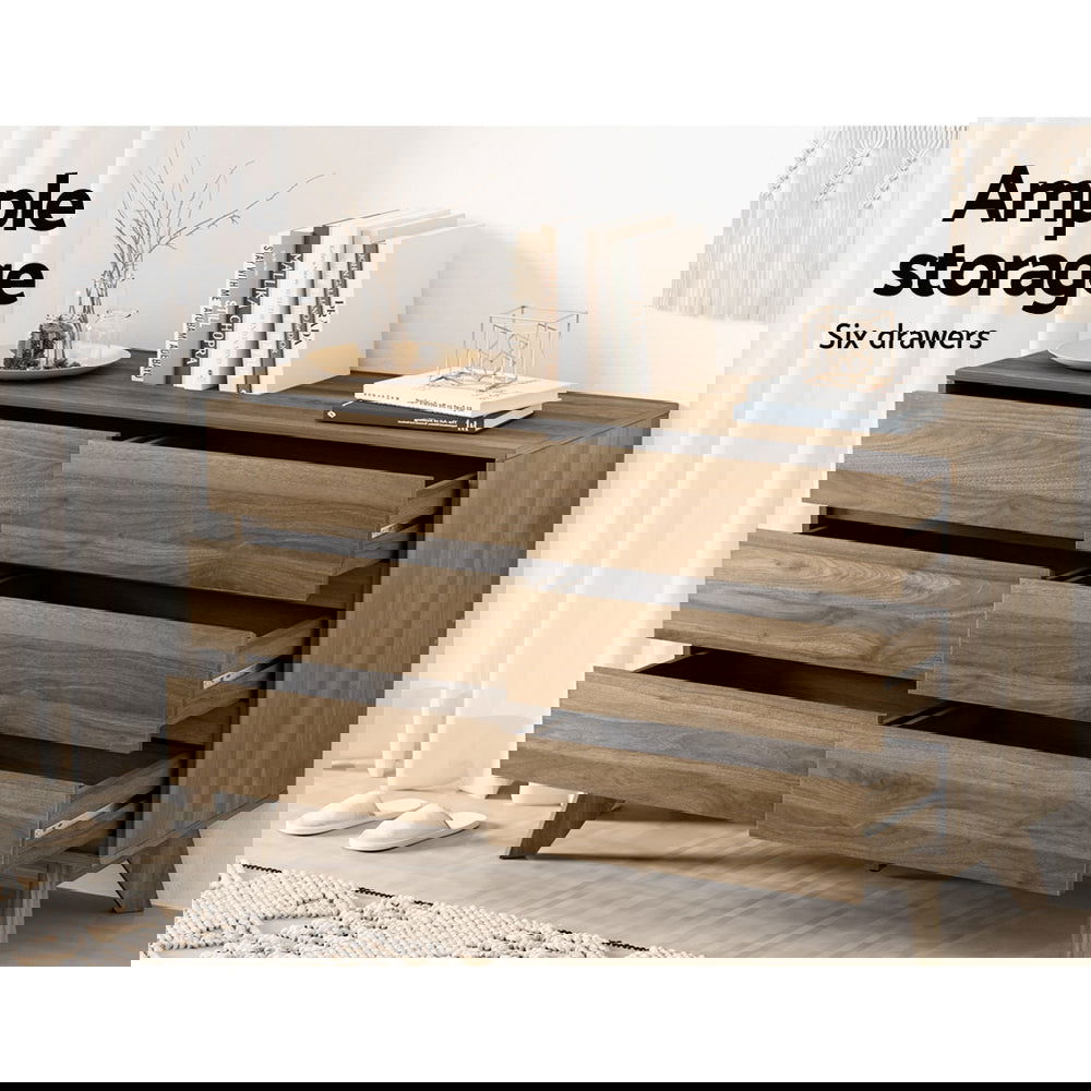 Artiss 6 Chest of Drawers - XAVI Walnut - Cosy Abode