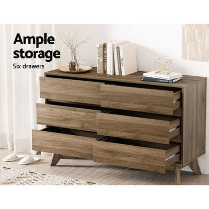 Artiss 6 Chest of Drawers - XAVI Walnut - Cosy Abode