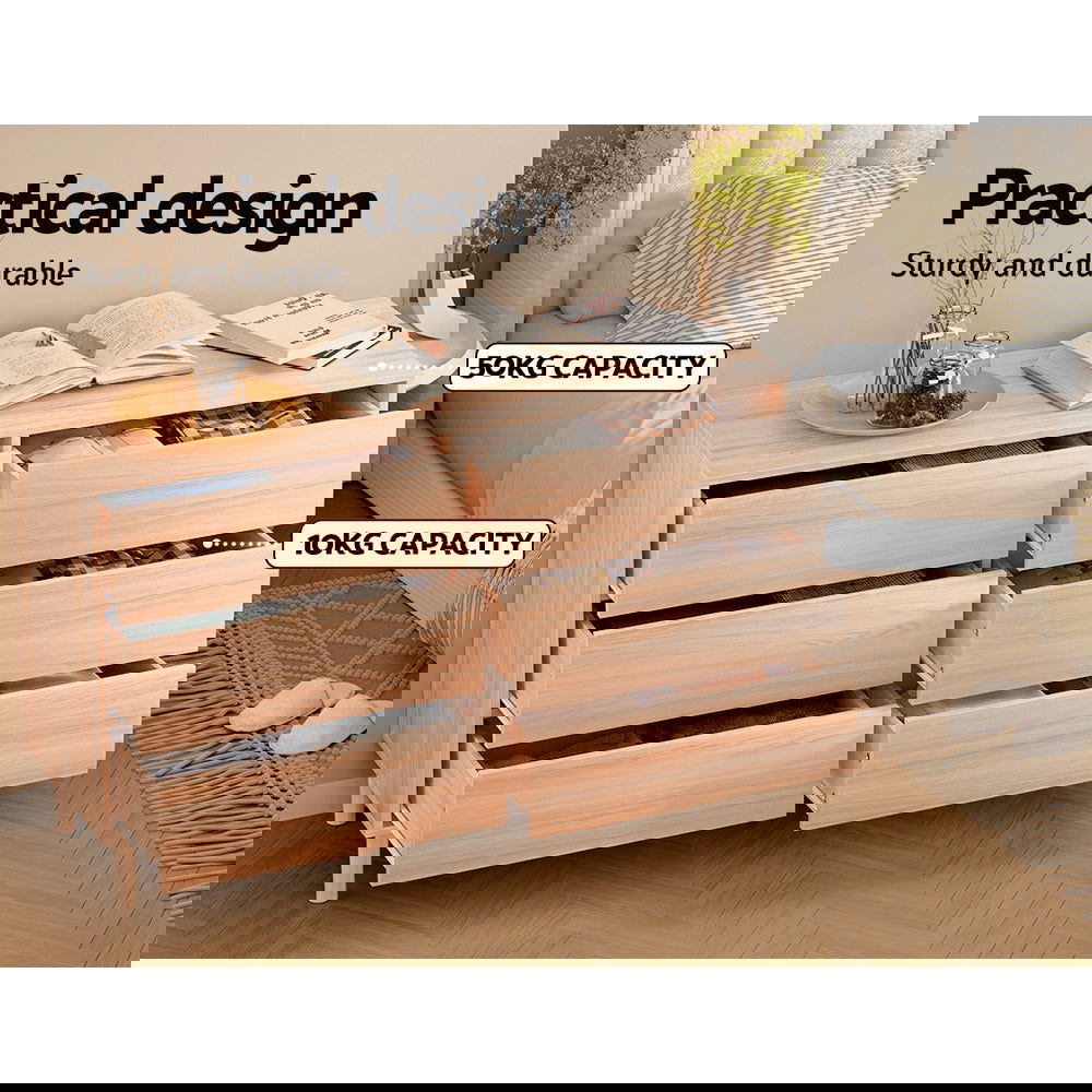 Artiss 6 Chest of Drawers Cabinet Dresser Table Tallboy Storage Bedroom Pine - Cosy Abode