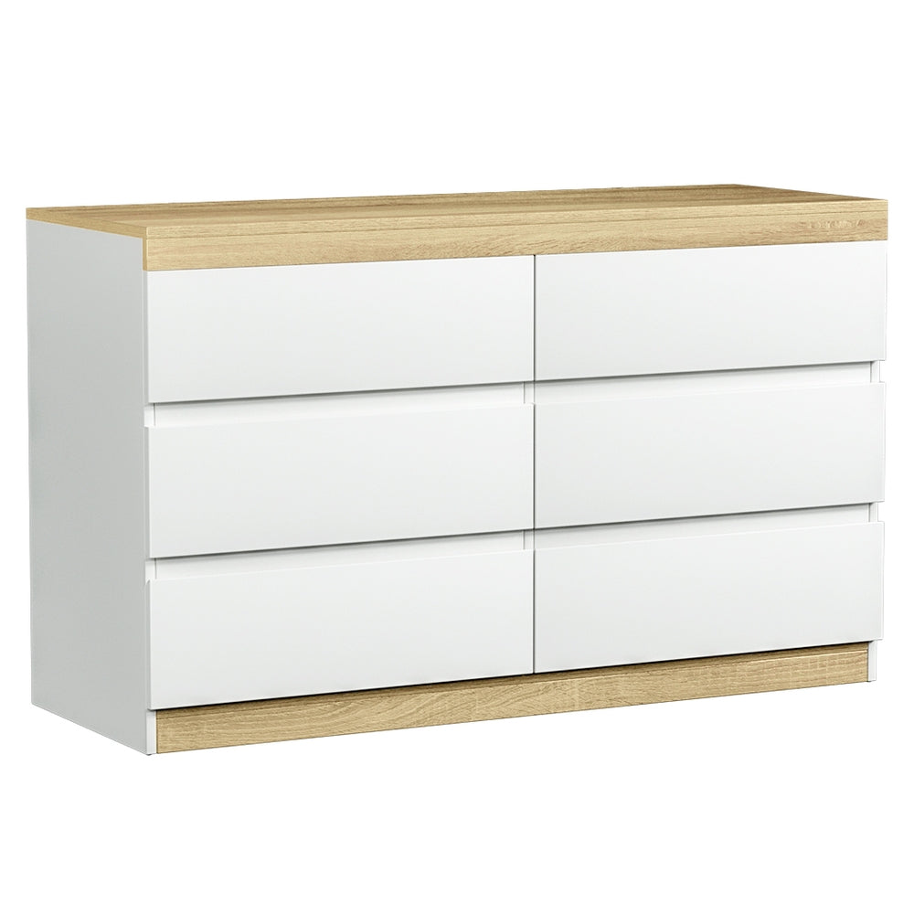 Artiss 6 Chest of Drawers Cabinet Dresser Table Tallboy Storage Bedroom White - Cosy Abode