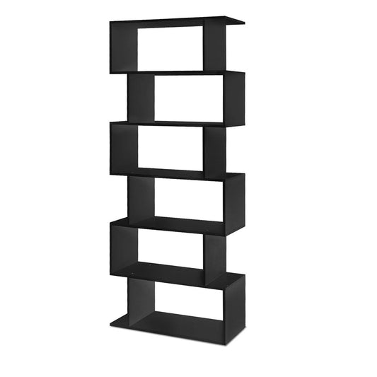 Artiss 6 Tier Bookshelf RIVA - Black - Cosy Abode