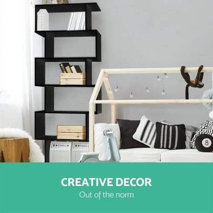 Artiss 6 Tier Bookshelf RIVA - Black - Cosy Abode