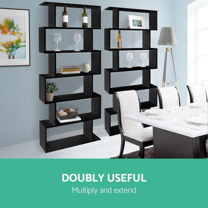 Artiss 6 Tier Bookshelf RIVA - Black - Cosy Abode