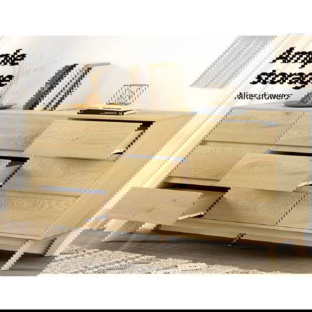 Artiss 9 Chest of Drawers Tallboy Cabinet - XAVI Pine - Cosy Abode