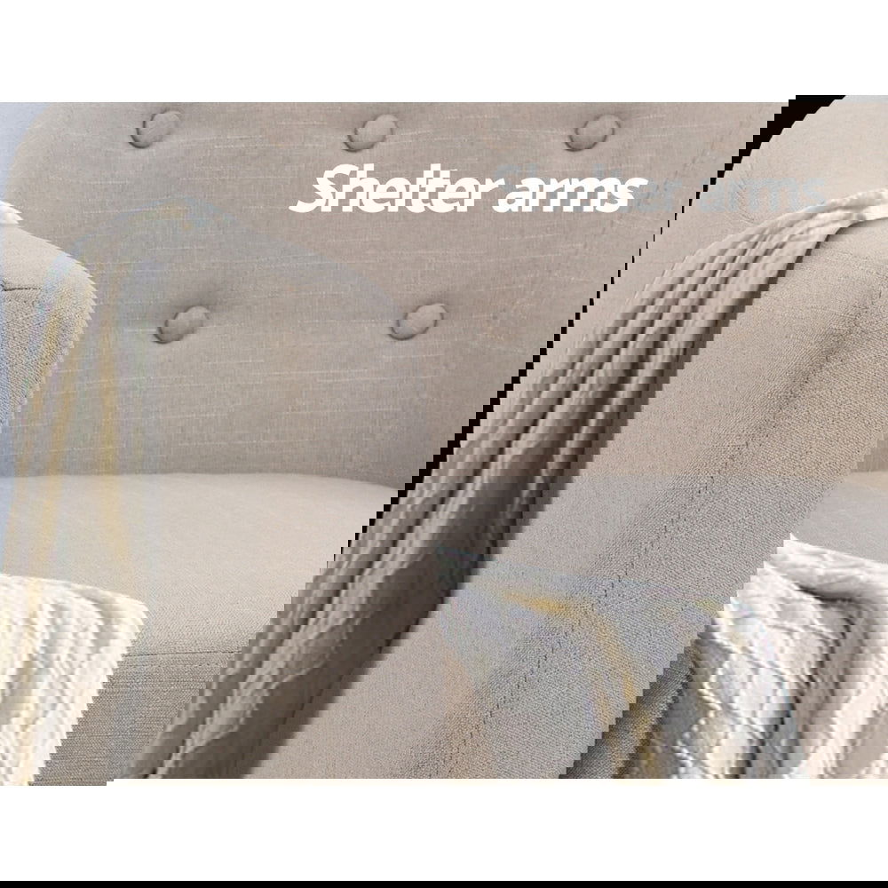 Artiss ADORA Armchair Tub Chair Single Accent Armchairs Sofa Lounge Fabric Beige - Cosy Abode