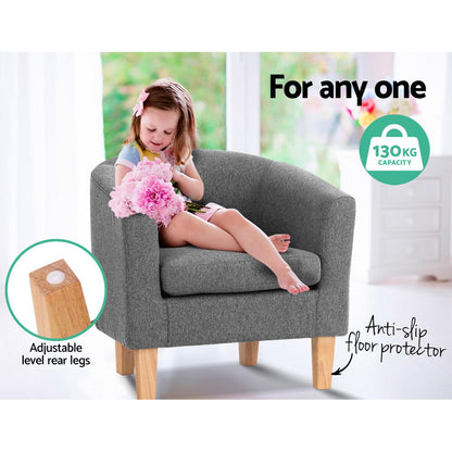 Artiss Abby Fabric Armchair - Grey - Cosy Abode