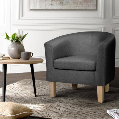 Artiss Abby Fabric Armchair - Grey - Cosy Abode
