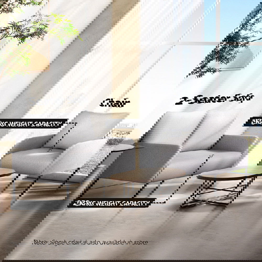 Artiss Armchair 2-Seater Sofa Pillow Linen Grey - Cosy Abode