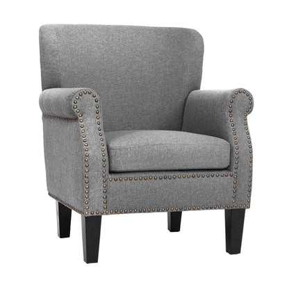 Artiss Armchair Accent Chair Retro Armchairs Lounge Accent Chair Single Sofa Linen Fabric Seat Grey - Cosy Abode