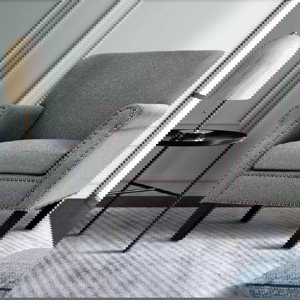 Artiss Armchair Accent Chair Retro Armchairs Lounge Accent Chair Single Sofa Linen Fabric Seat Grey - Cosy Abode