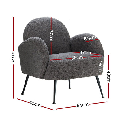 Artiss Armchair Boucle Charcoal Hanes - Cosy Abode