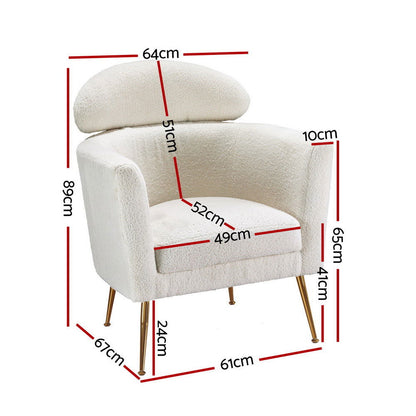 Artiss Armchair Boucle Fabric White Yoli - Cosy Abode