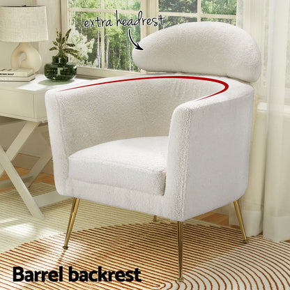 Artiss Armchair Boucle Fabric White Yoli - Cosy Abode