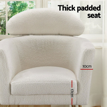Artiss Armchair Boucle Fabric White Yoli - Cosy Abode