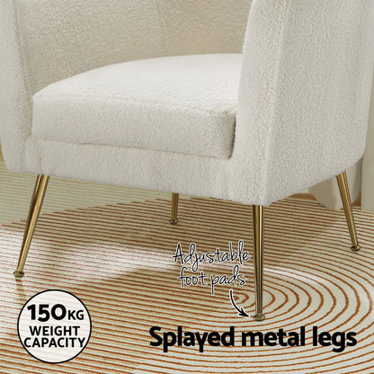 Artiss Armchair Boucle Fabric White Yoli - Cosy Abode