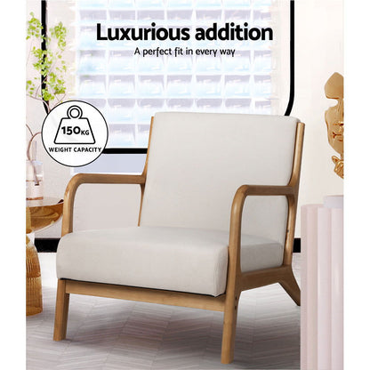 Artiss Armchair Fabric Beige Olive - Cosy Abode