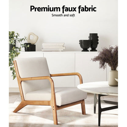Artiss Armchair Fabric Beige Olive - Cosy Abode
