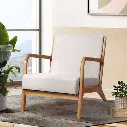 Artiss Armchair Fabric Beige Olive - Cosy Abode