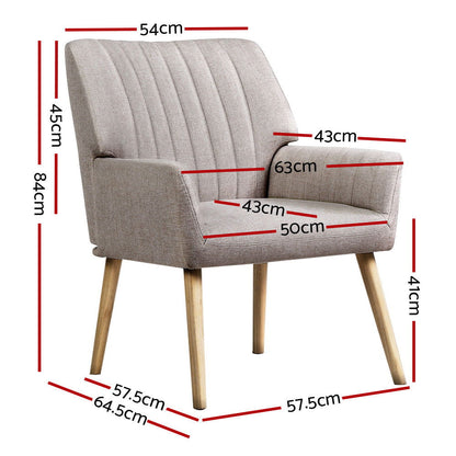 Artiss Armchair Fabric Beige Sebastini - Cosy Abode