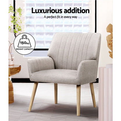 Artiss Armchair Fabric Beige Sebastini - Cosy Abode