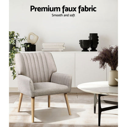 Artiss Armchair Fabric Beige Sebastini - Cosy Abode
