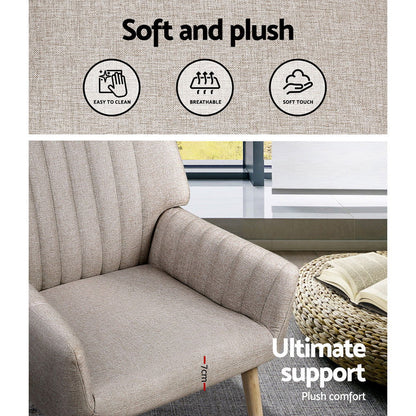 Artiss Armchair Fabric Beige Sebastini - Cosy Abode