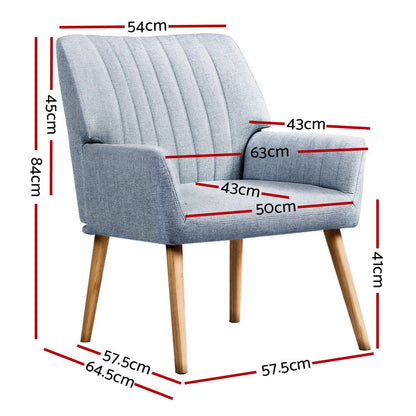 Artiss Armchair Fabric Blue Grey Sebastini - Cosy Abode