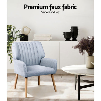 Artiss Armchair Fabric Blue Grey Sebastini - Cosy Abode