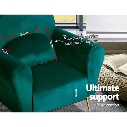Artiss Armchair Green Velvet Caroline - Cosy Abode