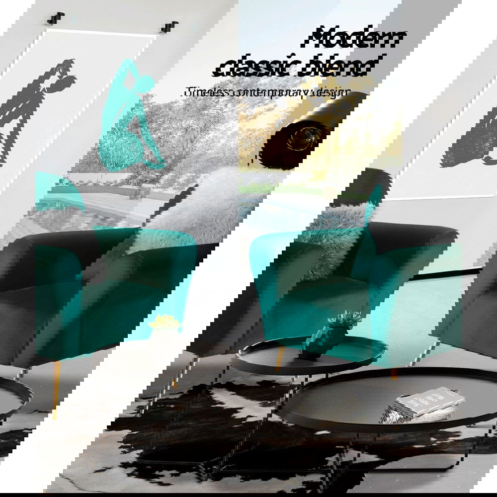 Artiss Armchair Green Velvet Caroline - Cosy Abode