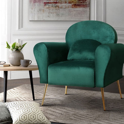 Artiss Armchair Green Velvet Caroline - Cosy Abode