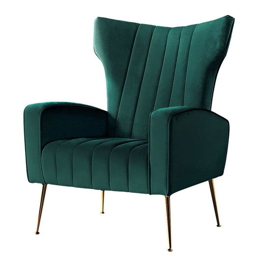 Artiss Armchair Green Velvet Kate - Cosy Abode