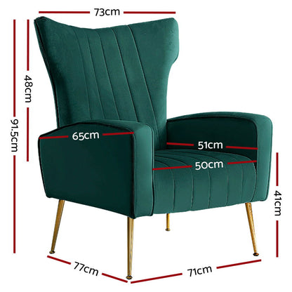 Artiss Armchair Green Velvet Kate - Cosy Abode