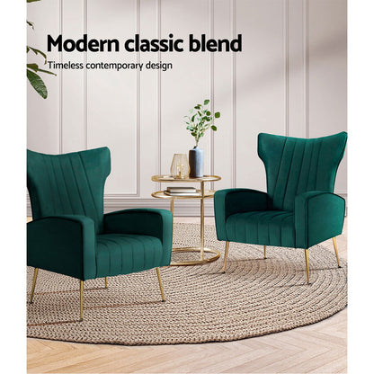 Artiss Armchair Green Velvet Kate - Cosy Abode
