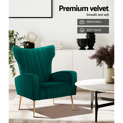 Artiss Armchair Green Velvet Kate - Cosy Abode