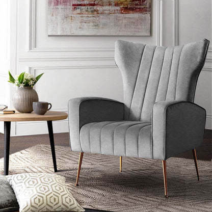 Artiss Armchair Grey Velvet Kate - Cosy Abode