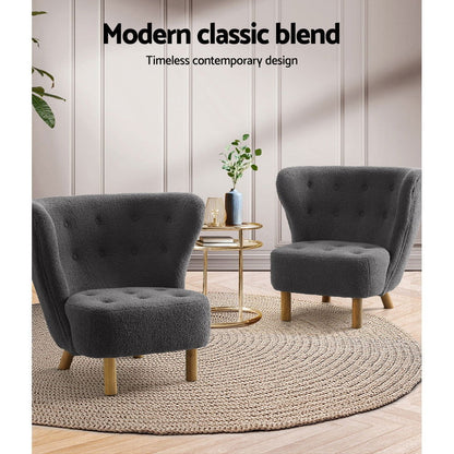 Artiss Armchair Lounge Accent Chair Armchairs Couch Chairs Sofa Bedroom Charcoal - Cosy Abode