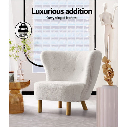 Artiss Armchair Lounge Accent Chair Armchairs Couch Chairs Sofa Bedroom White - Cosy Abode