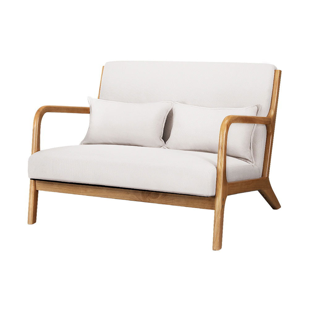 Artiss Armchair Lounge Chair Accent Armchairs Couch Sofa Loveseat Beige Wood - Cosy Abode