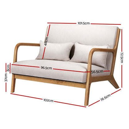Artiss Armchair Lounge Chair Accent Armchairs Couch Sofa Loveseat Beige Wood - Cosy Abode