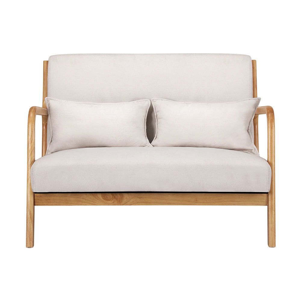 Artiss Armchair Lounge Chair Accent Armchairs Couch Sofa Loveseat Beige Wood - Cosy Abode