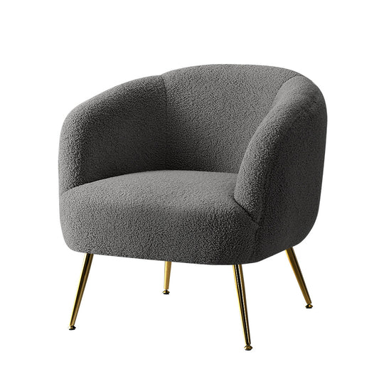 Artiss Armchair Lounge Chair Accent Chairs Arm Armchairs Sherpa Boucle Charcoal - Cosy Abode
