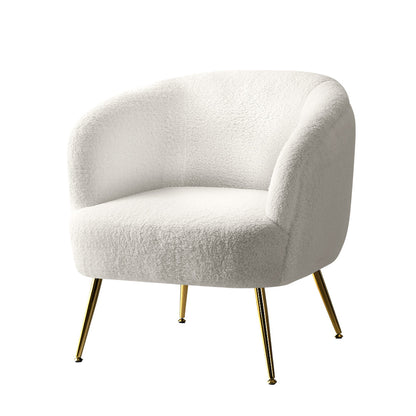 Artiss Armchair Lounge Chair Accent Chairs Armchairs Sherpa Boucle Sofa White - Cosy Abode